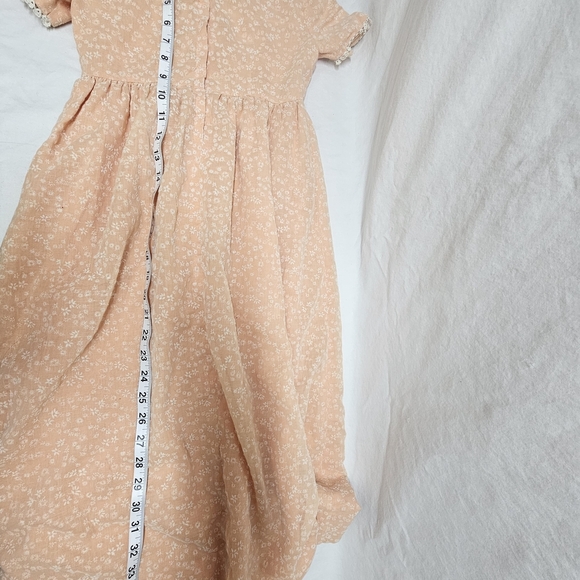 Vtg 1960s Handmade Dress Peach Eyelet Lace Lined Prarie Modern Heritage - Picture 3 of 4